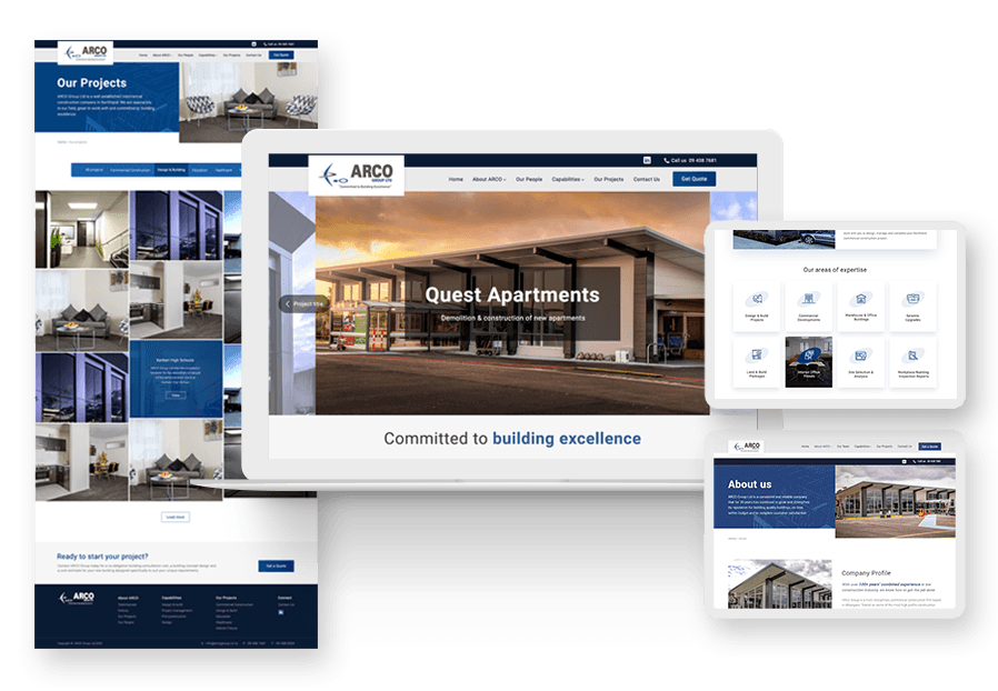 Weafolduberum created the website for construction company ARCO to present their services
